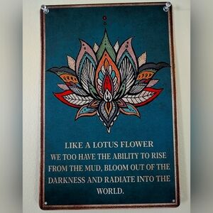 2 for $30 - EUC, basically brand new tin Lotus 🪷 inspirational decor